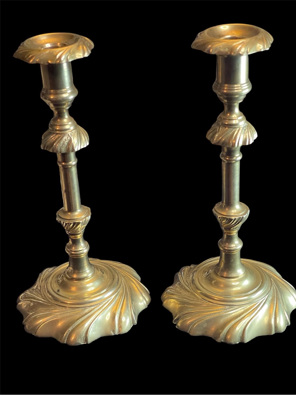 Antique brass swirl candle holders